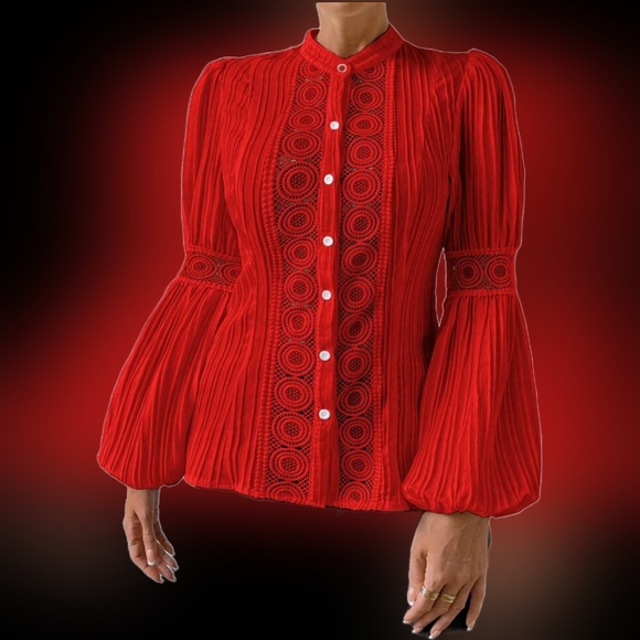 🆕️ Boutique Red Crochet Shirt